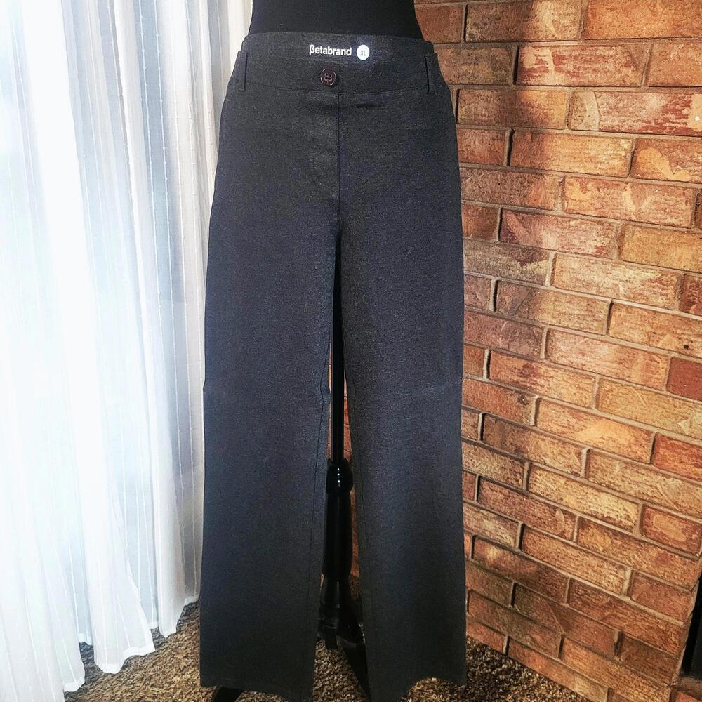 Betabrand Straight-Leg Classic Dress Pant Yoga Pants Charcoal Gray Heather - XL - Picture 3 of 9